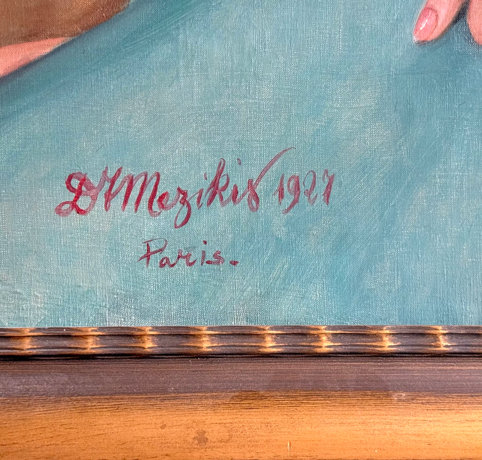 Dimitrios Mezikis 1927 Paris, Oljemålning på duk, Signerad