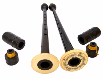 Antik högkvalitativ Skotska säckpipa elfenben med lång svart trä chanter, 1800-talet