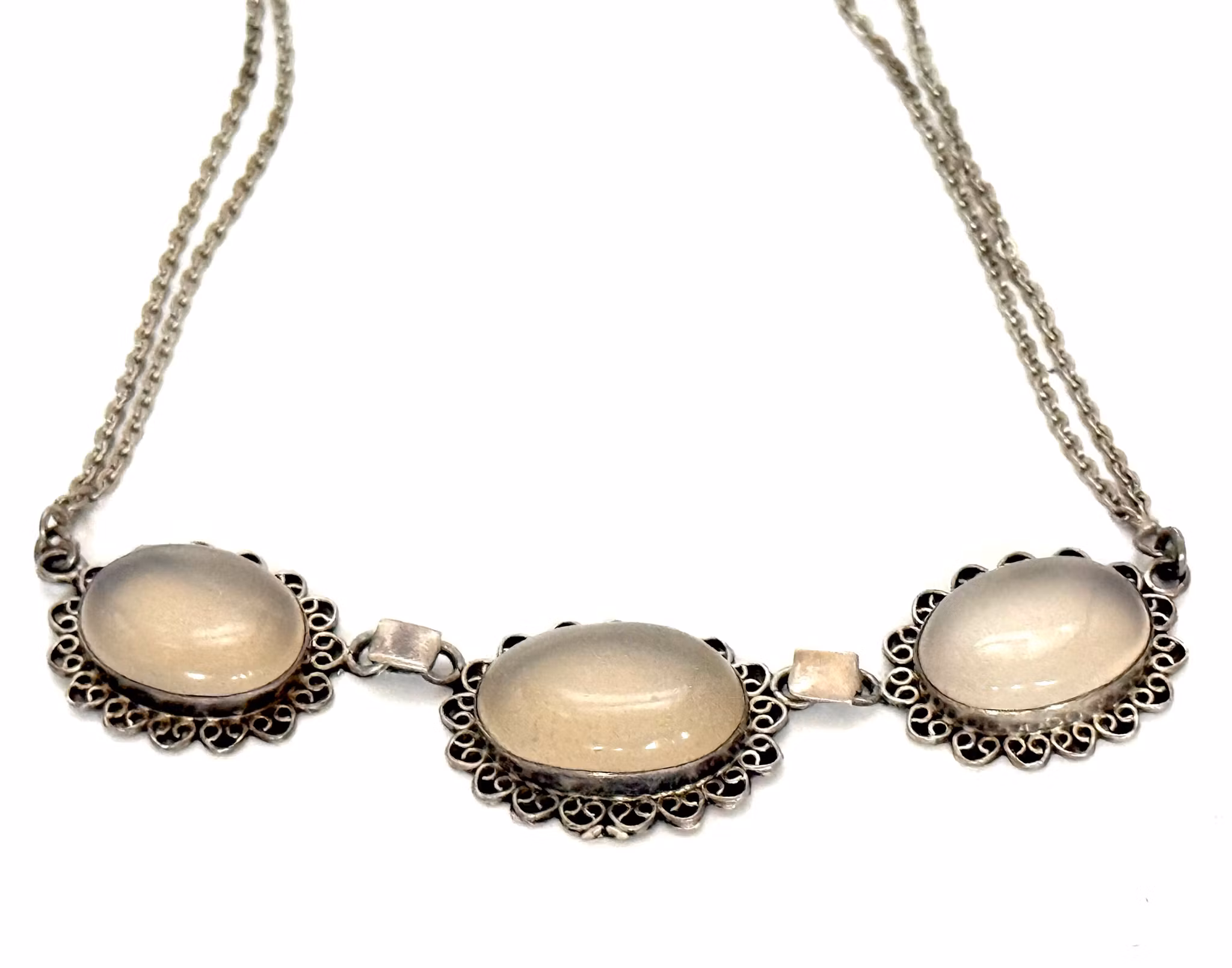 Vintage silver Collier med månstenar