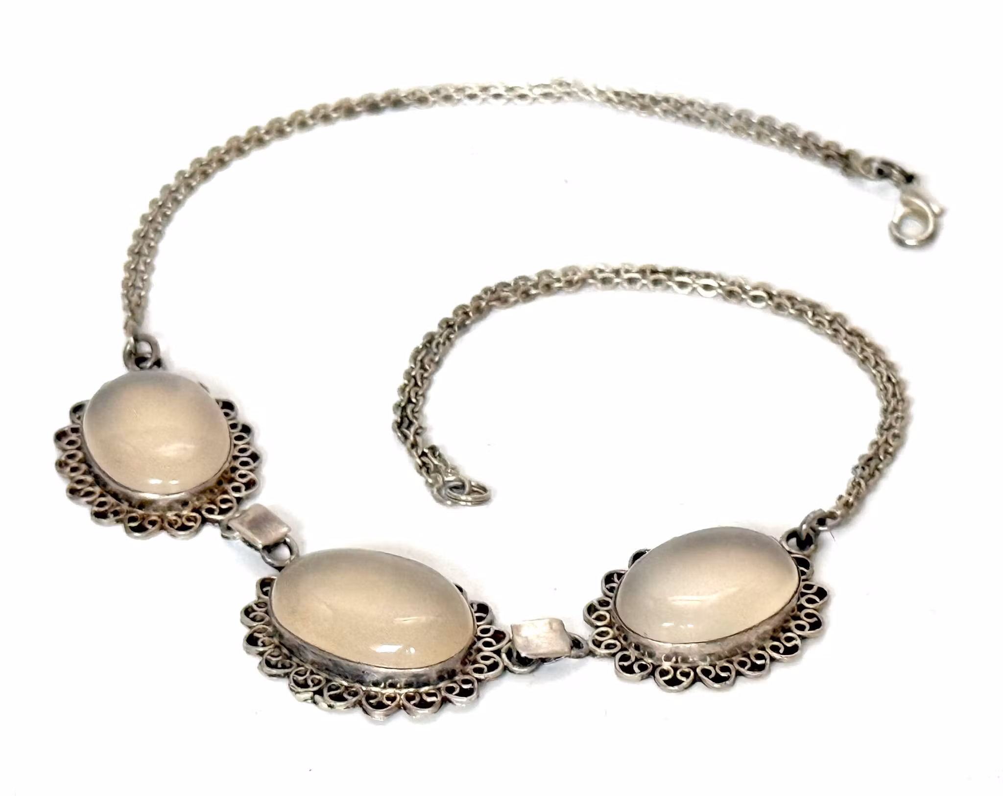 Vintage silver Collier med månstenar