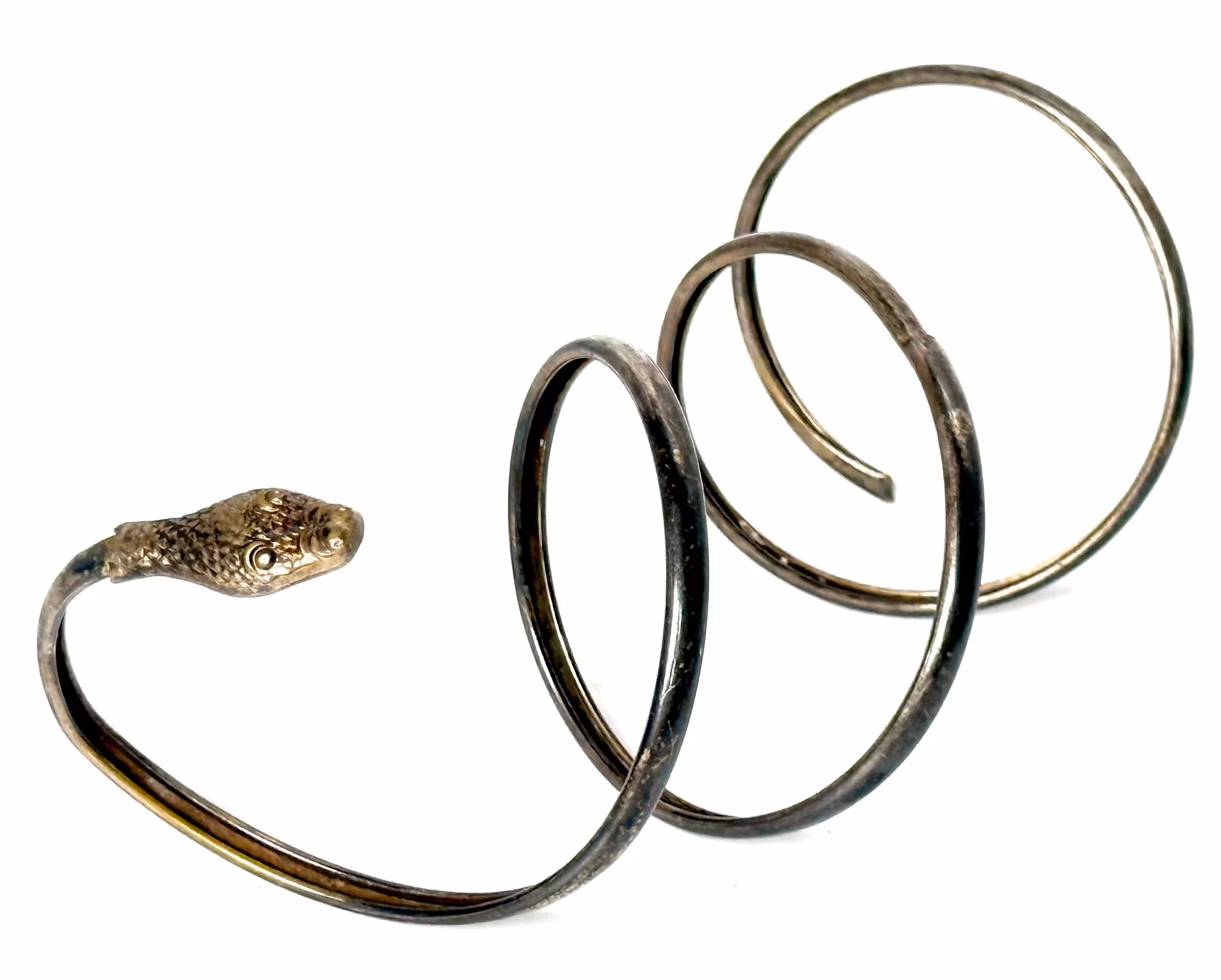 Bracciale antico in argento a forma di serpente