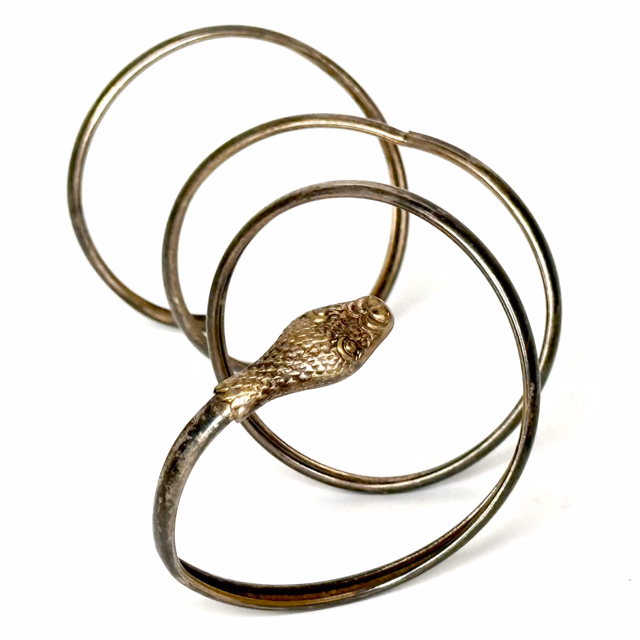 Bracciale antico in argento a forma di serpente