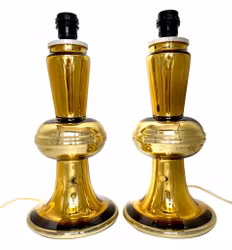 Lámparas de mesa 1 par, Flygsfors Orrefors E27, vidrio, diseño retro Suecia