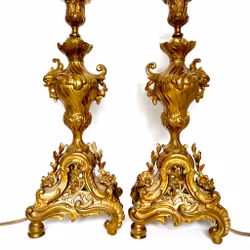 Antik bordslampor 1 par, Ljushållare, Mässing 1800-talet