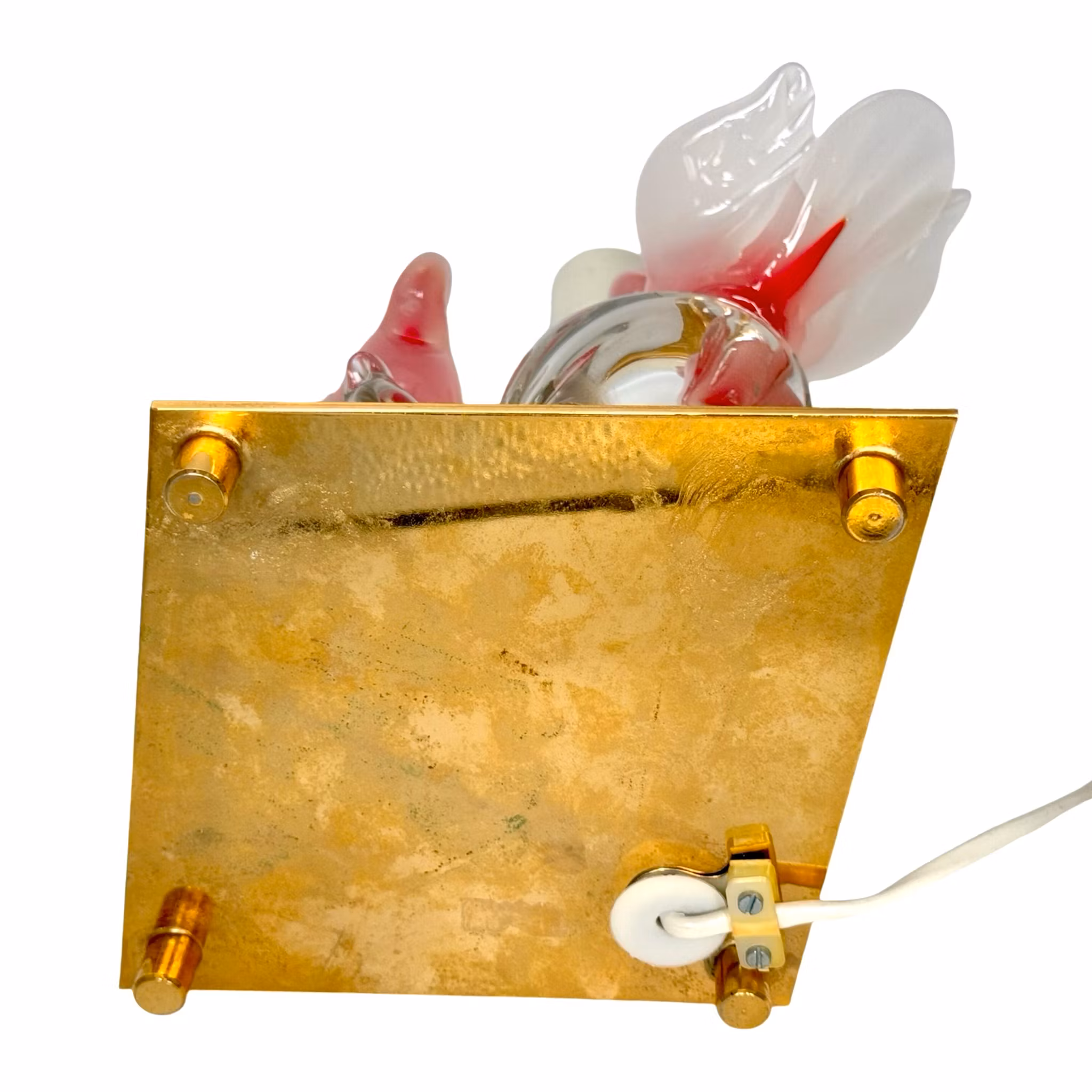 Lampa stołowa Murano, szkło w kształcie 2 gołębi, zamontowana na mosiężnej lampie stołowej