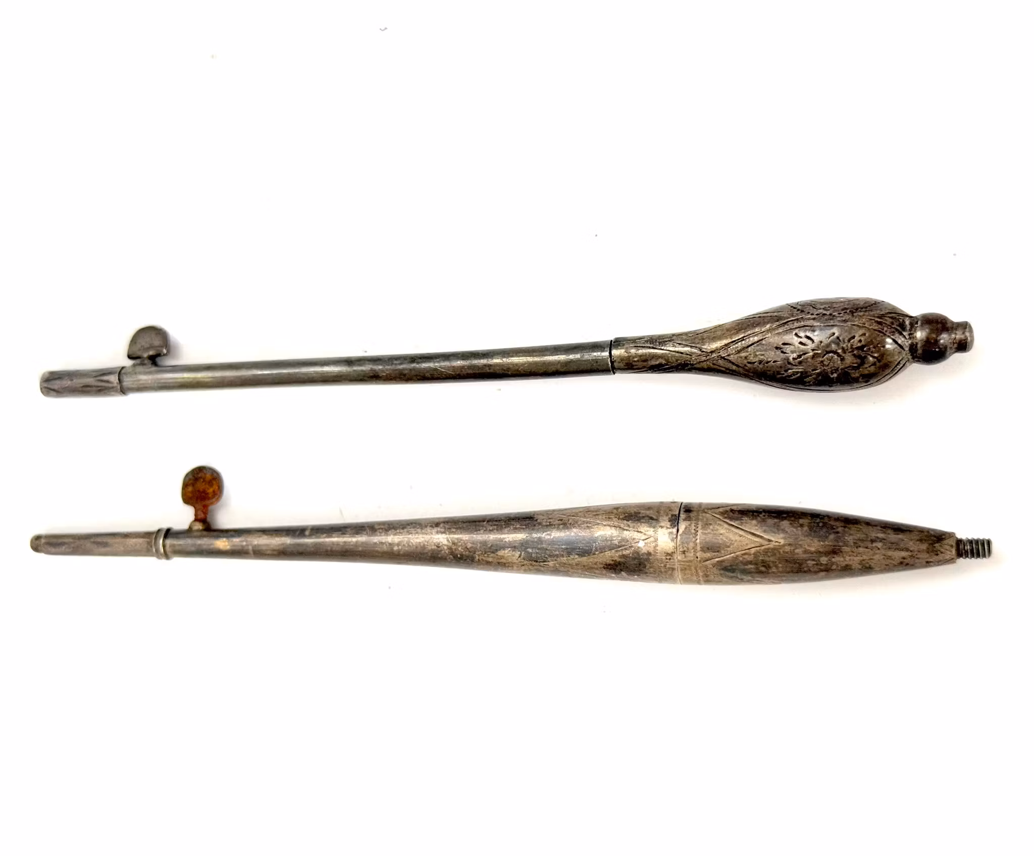 Uncinetti antichi in argento/uncinetti a tamburo, XIX secolo