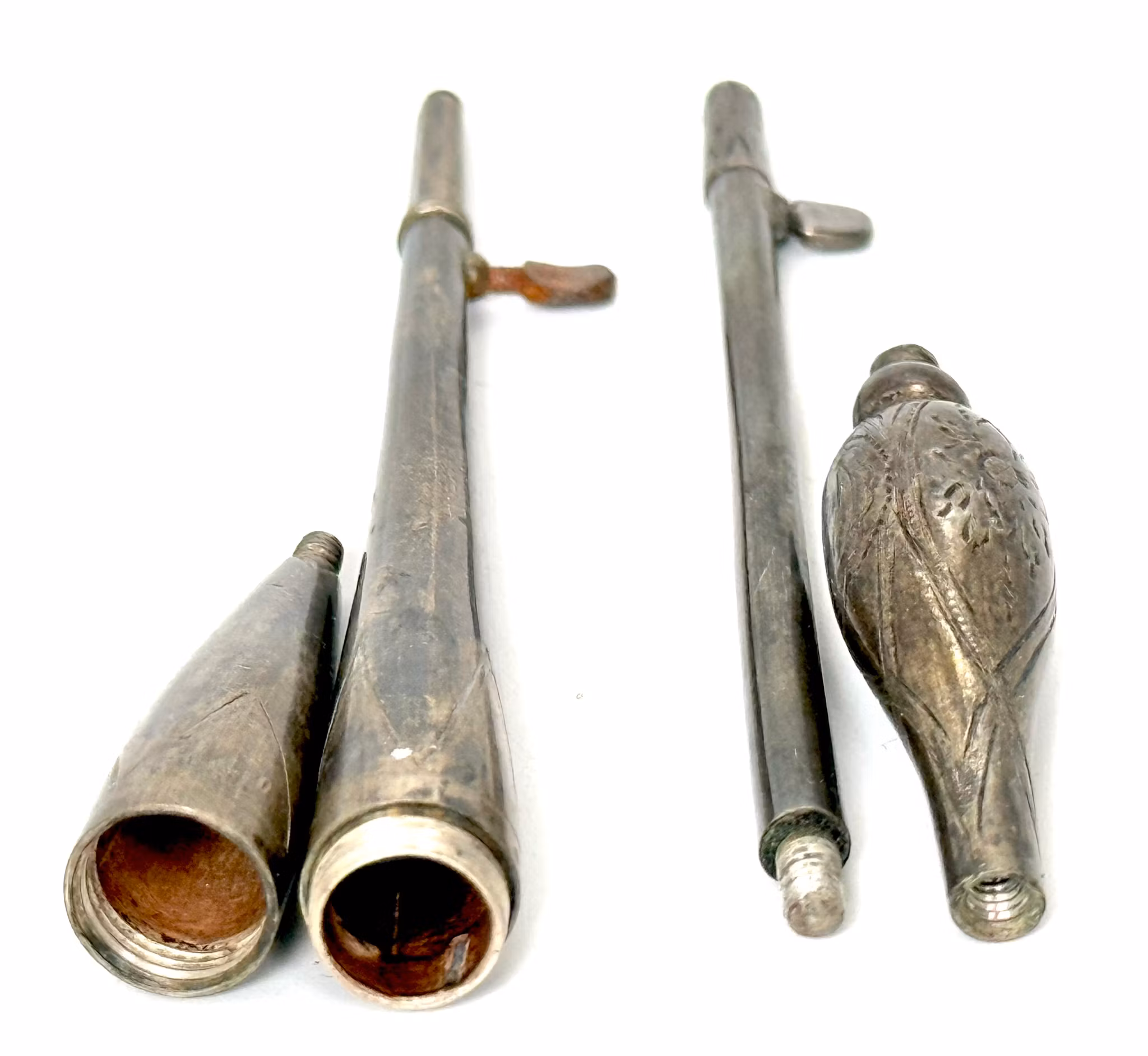 Uncinetti antichi in argento/uncinetti a tamburo, XIX secolo