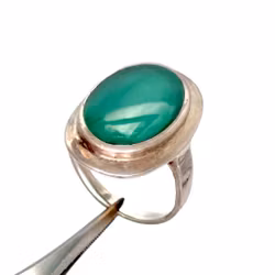 Ring 925 silver grön sten, 60-tal