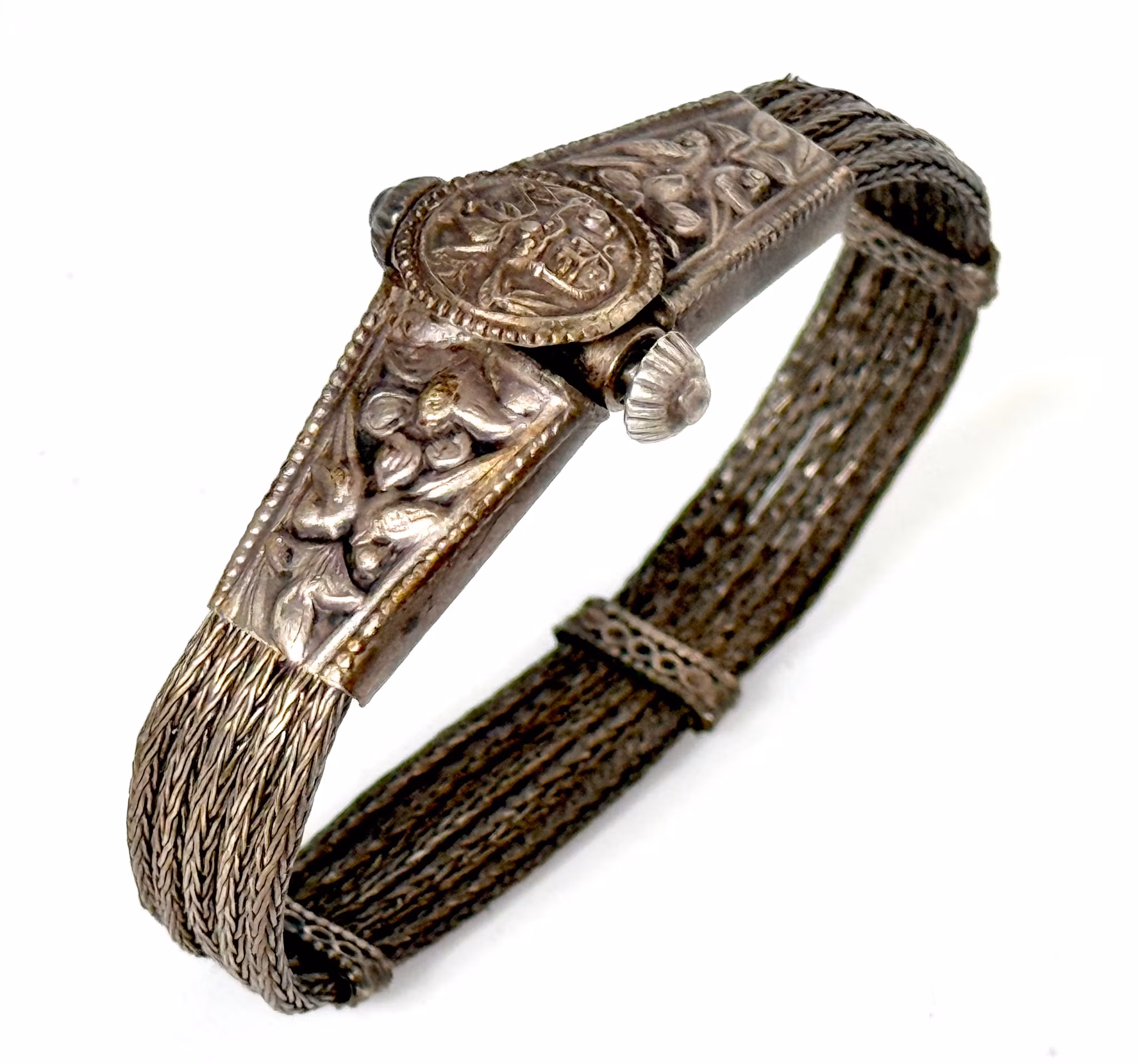 Antyczna oryginalna srebrna bransoletka na ramię