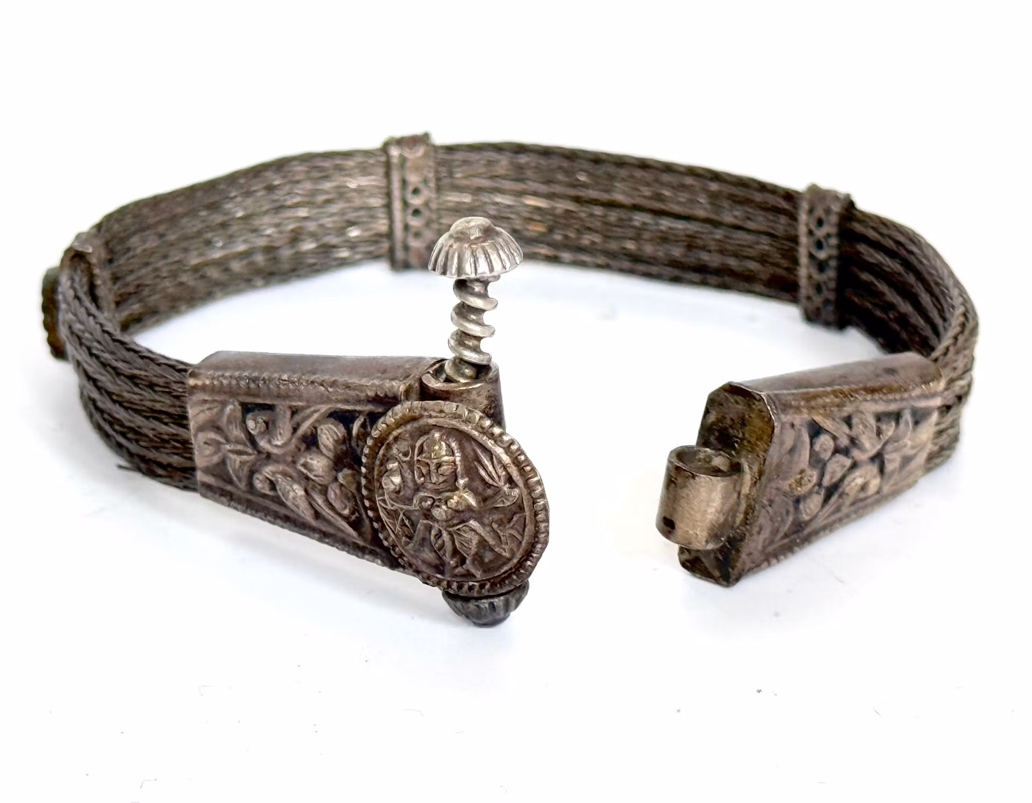 Antyczna oryginalna srebrna bransoletka na ramię