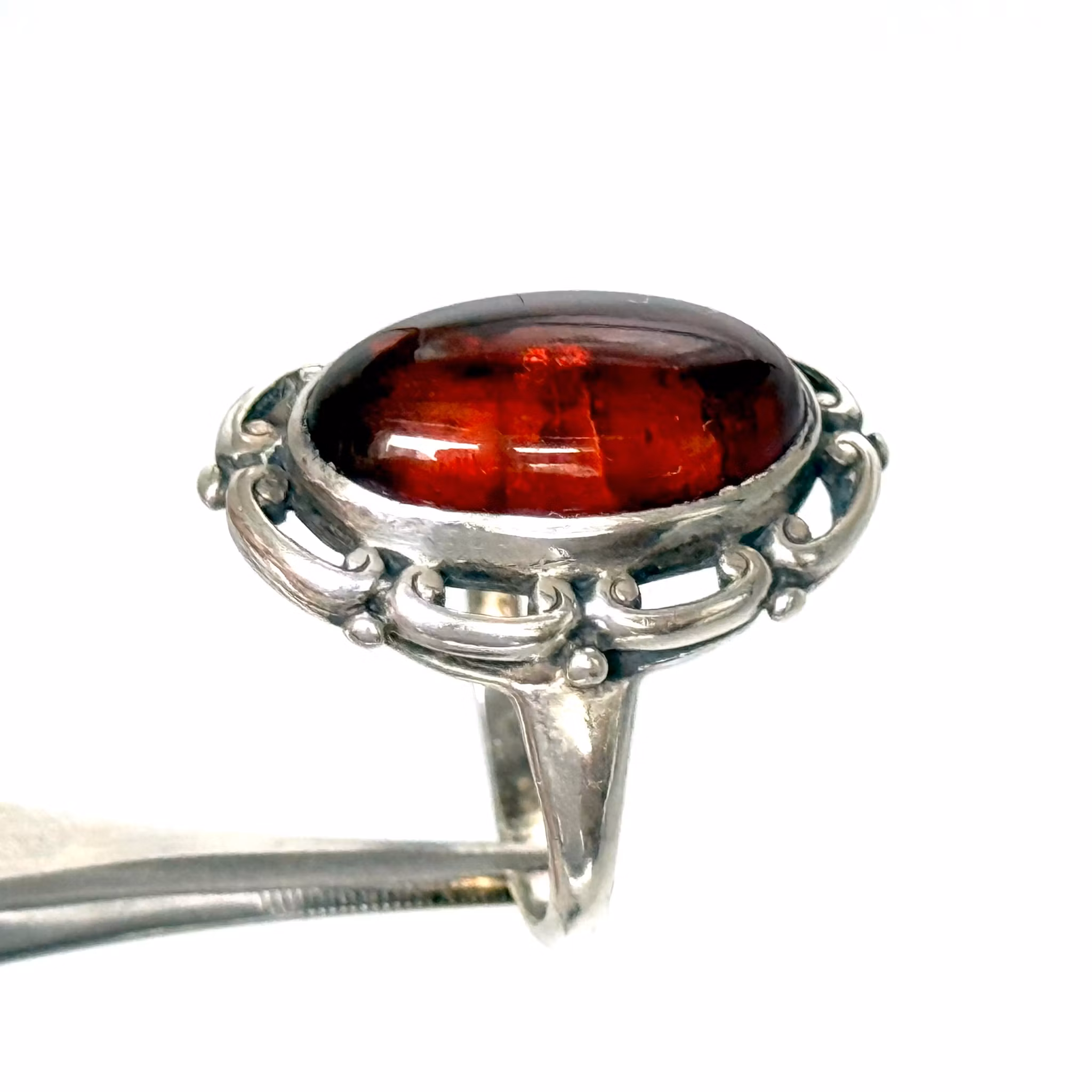 SDNF Vintage Sterling 925 Silber Ring mit Bernstein