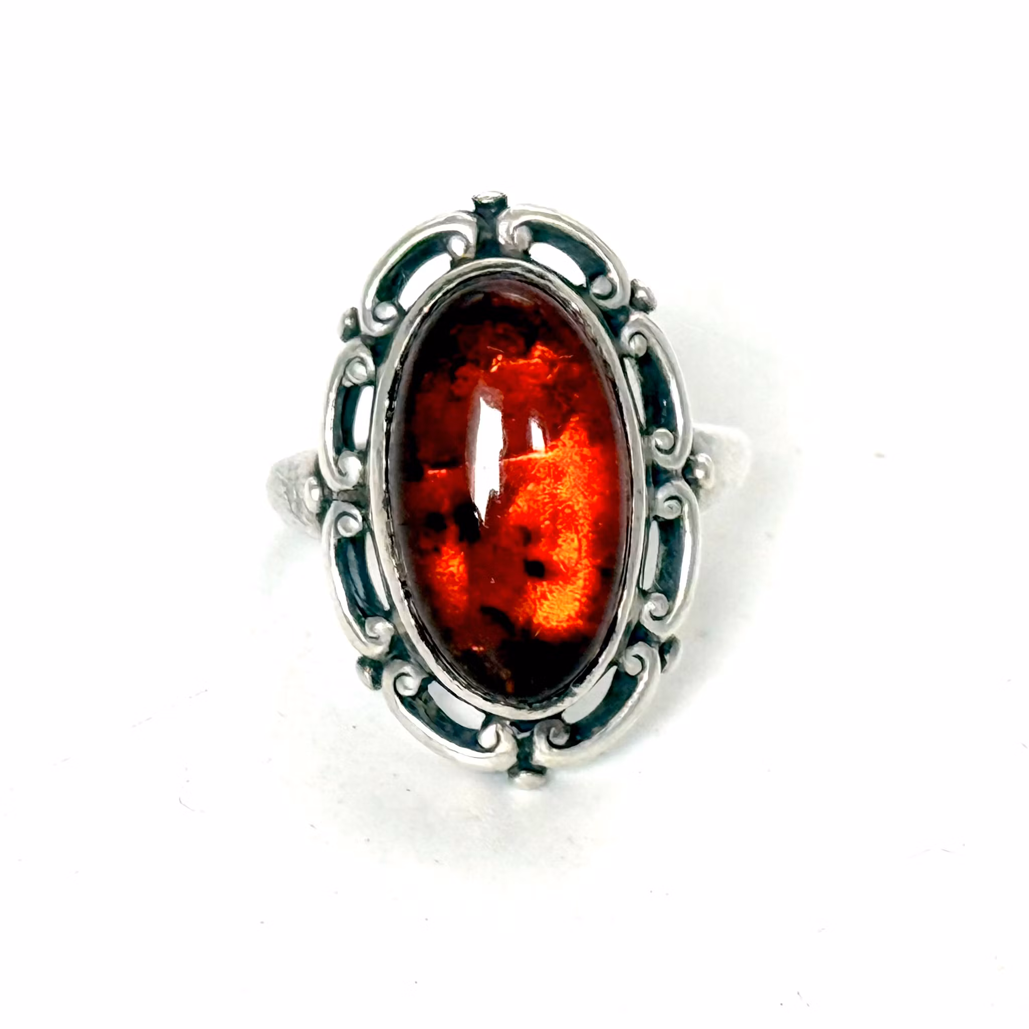 SDNF Vintage Sterling 925 Silber Ring mit Bernstein