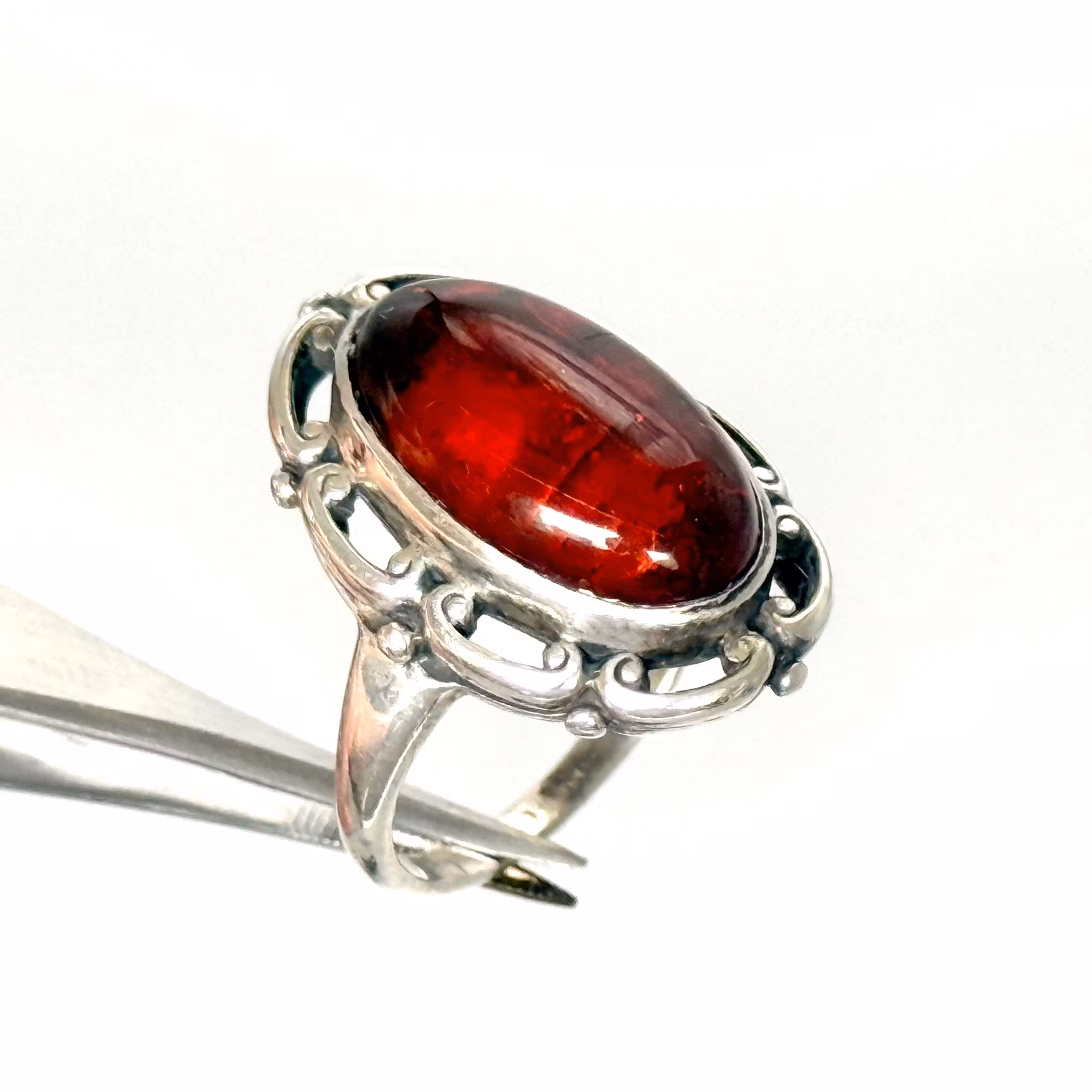 SDNF Vintage Sterling 925 Silber Ring mit Bernstein