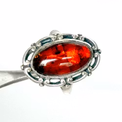 SDNF Vintage Sterling 925 Sølv ring med rav