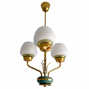 Taklampa AJH 4, Mässingsstomme med tre skärmar i opalglas