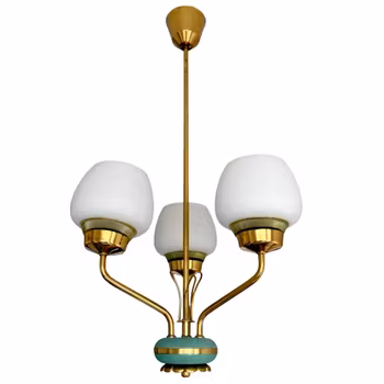 Taklampa AJH 4, Mässingsstomme med tre skärmar i opalglas