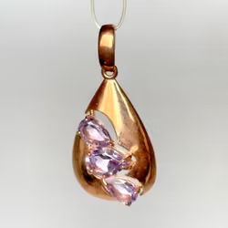 Anheng sterlingsølv 925 med tre ametyster