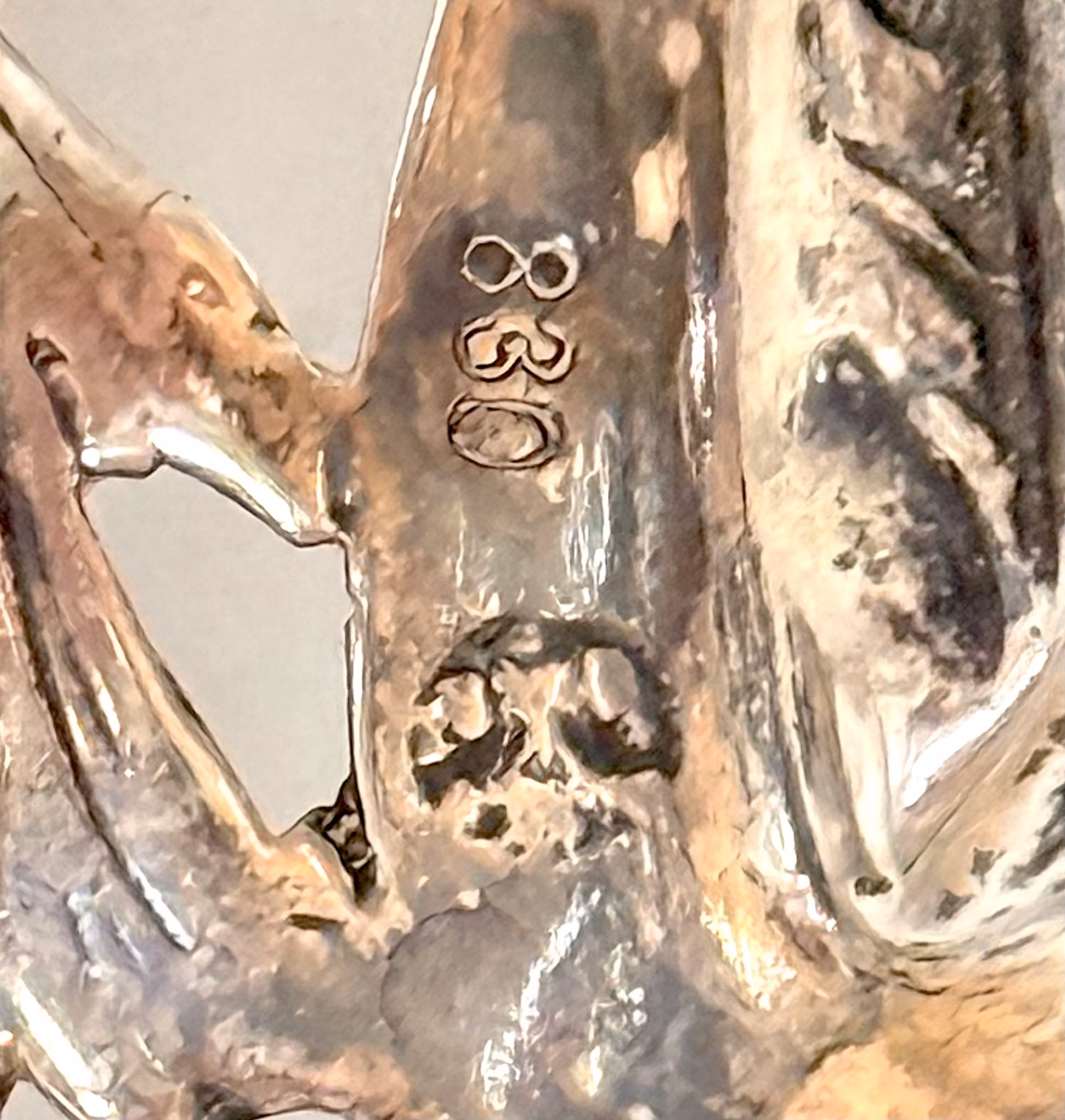 Antieke zilveren schaal op voet, gestempeld