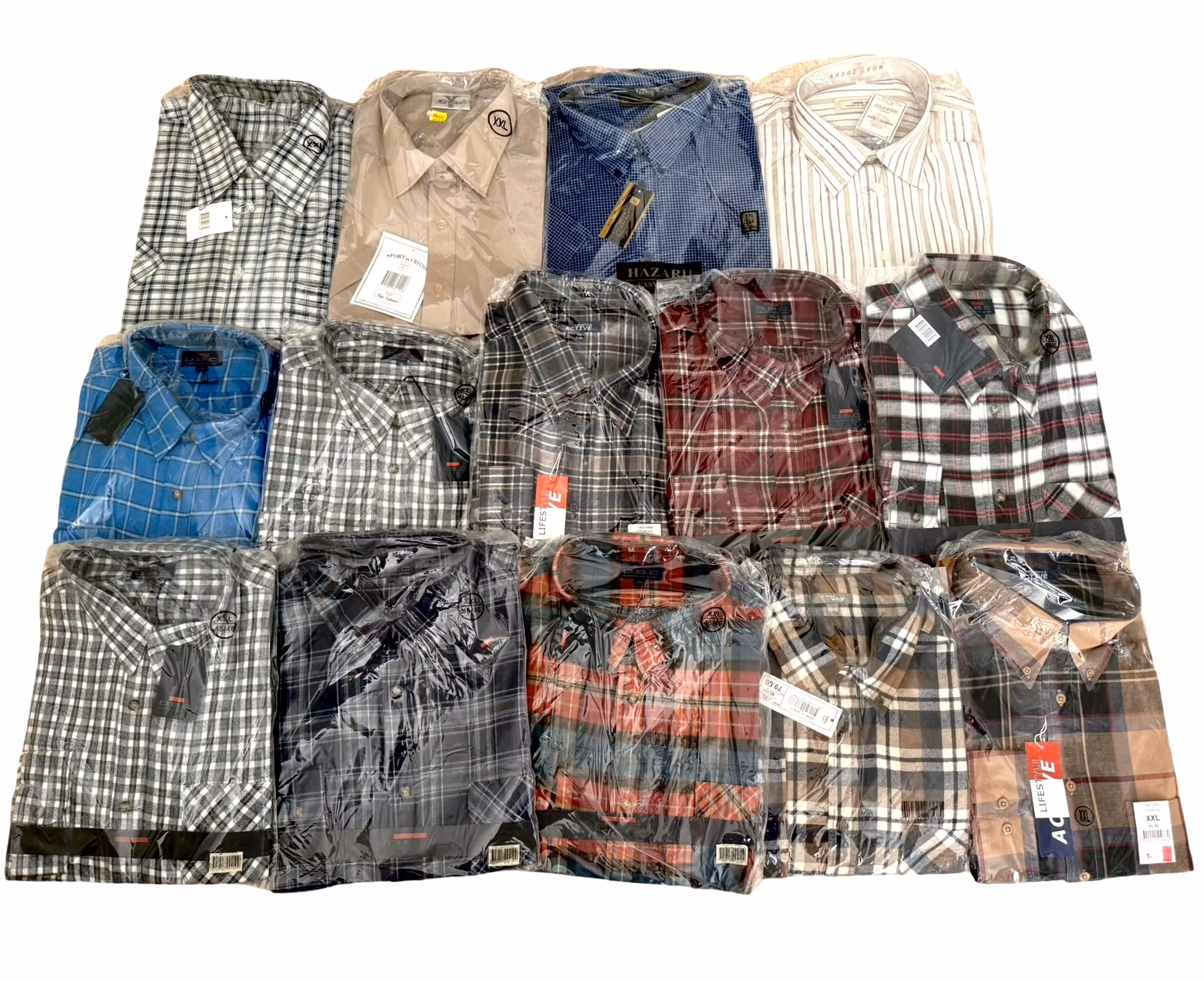 14 stk, DBC & Active, André Leon, etc. skjorter xxl