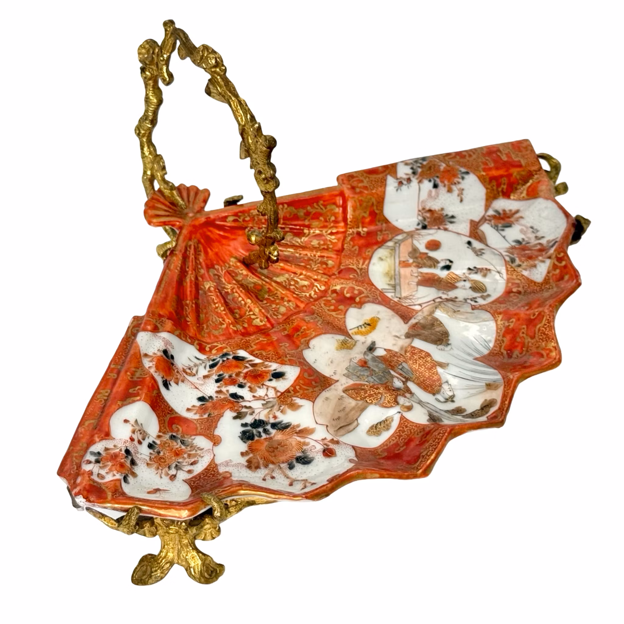 Japanische Porzellanschale mit vergoldeten Messingmontierungen, 19. Jahrhundert