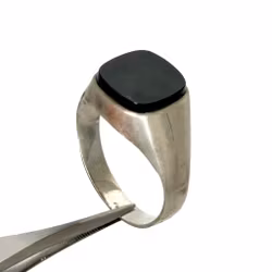 Ring, Silver 835 med svart Agat, Tillverkare F＊. Tyskland