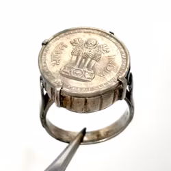 Ring, Silver med Indisk mynt 1961