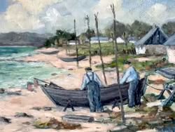 Torsten Pedersen ( Sverige 1907-1973). Oljemålning på pannå, Signerad