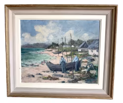 Torsten Pedersen ( Sverige 1907-1973). Oljemålning på pannå, Signerad