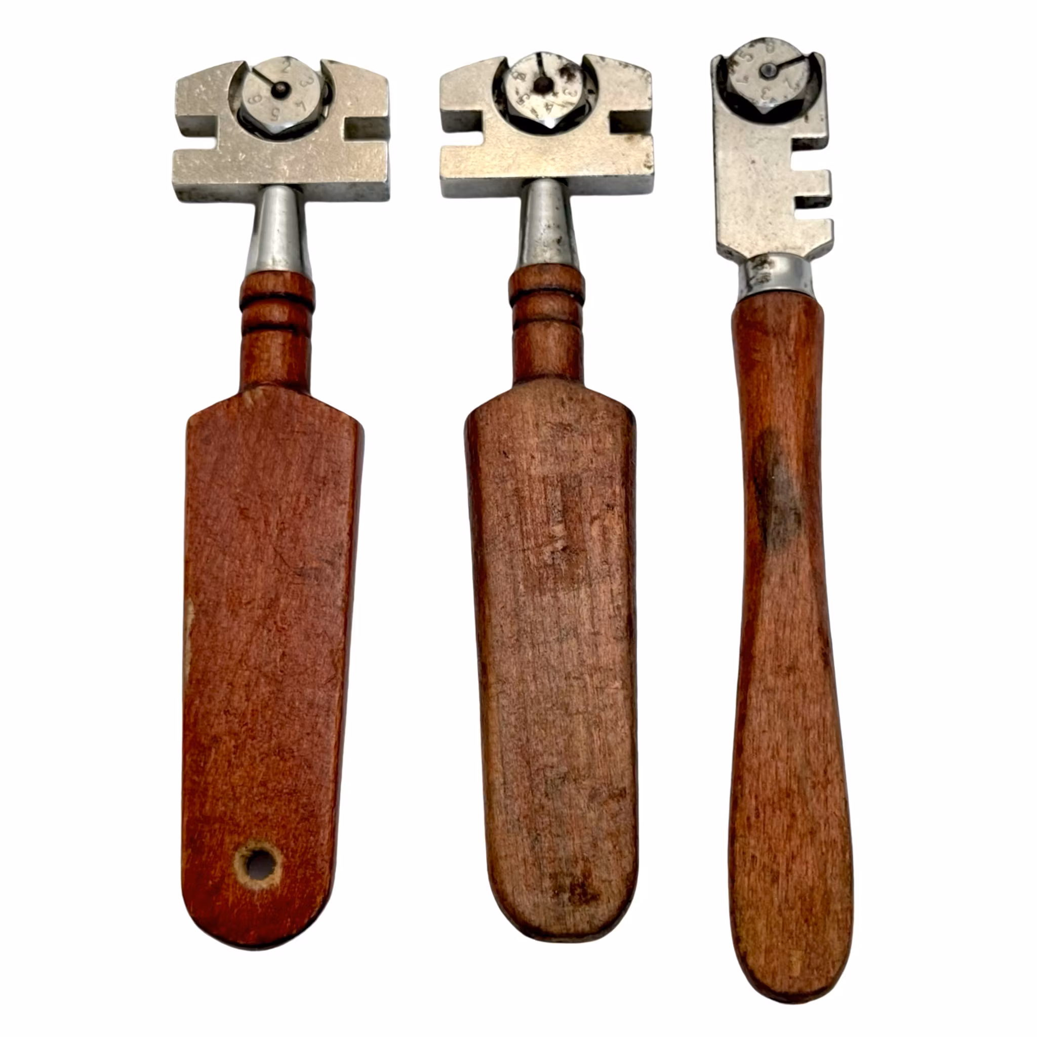 3 stuks, Silberschnitt Glassnijder met houten handvat