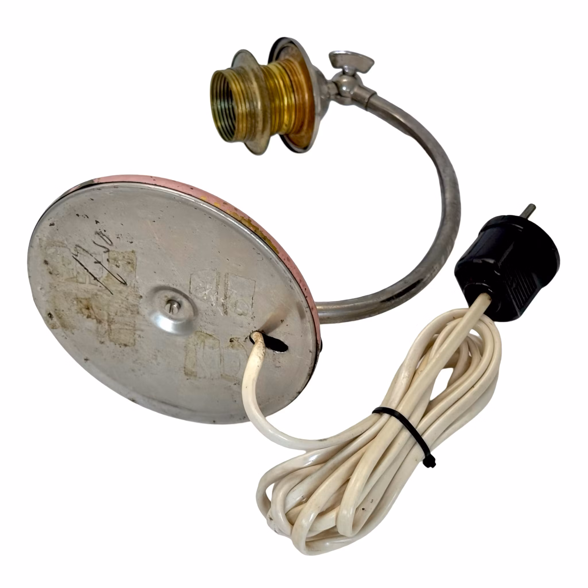 Lampe de table années 30/40, métal couleur rose