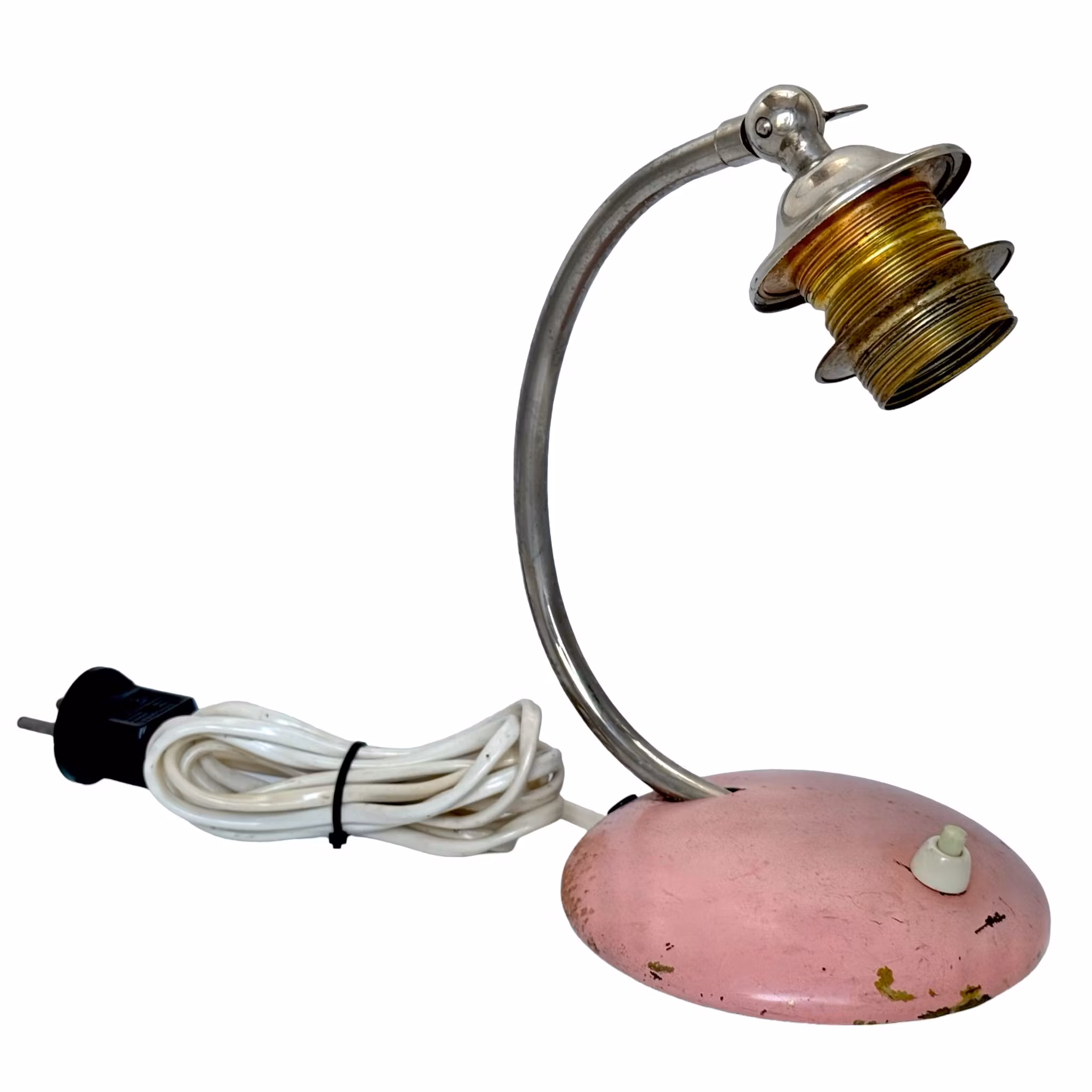 Lampe de table années 30/40, métal couleur rose