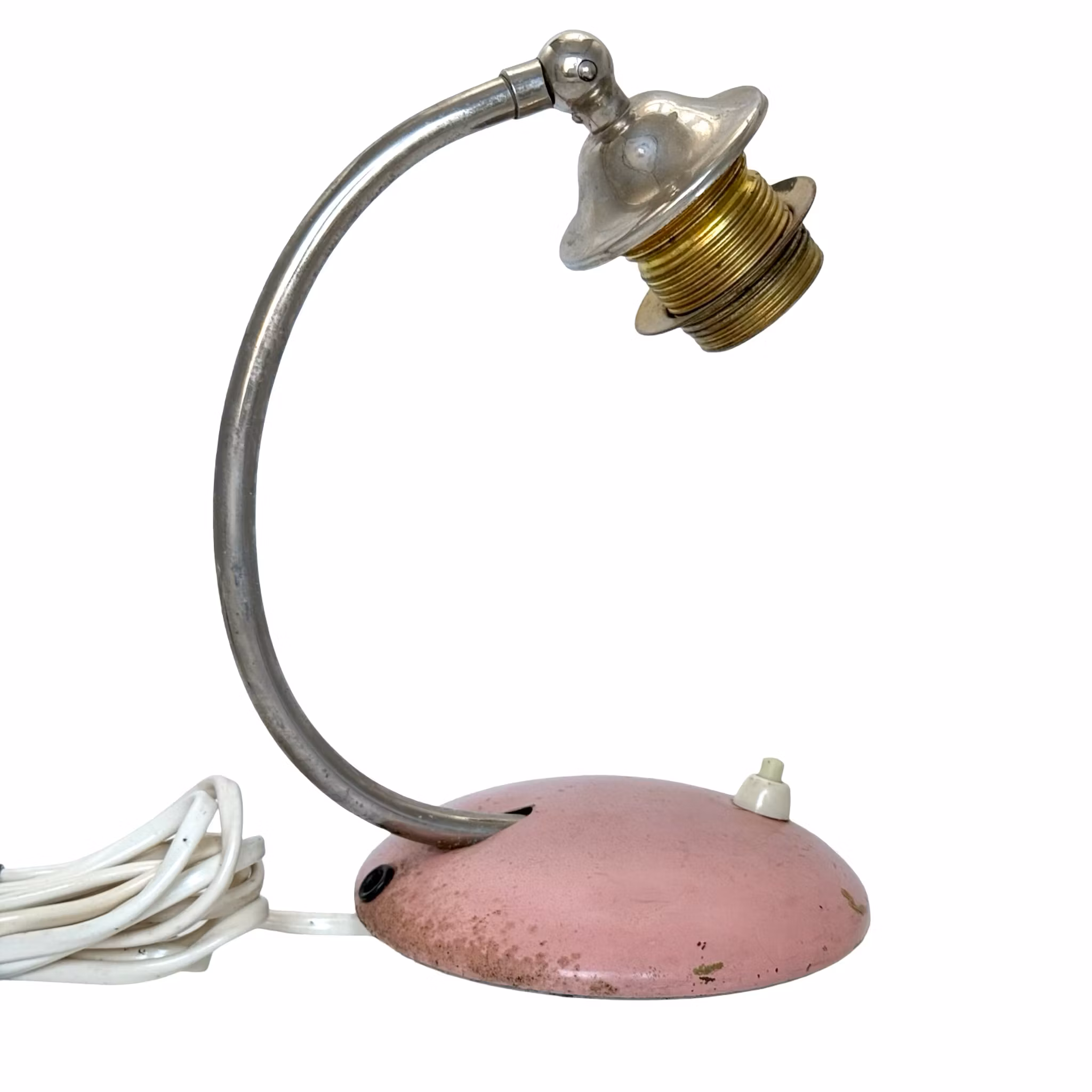 Lampe de table années 30/40, métal couleur rose