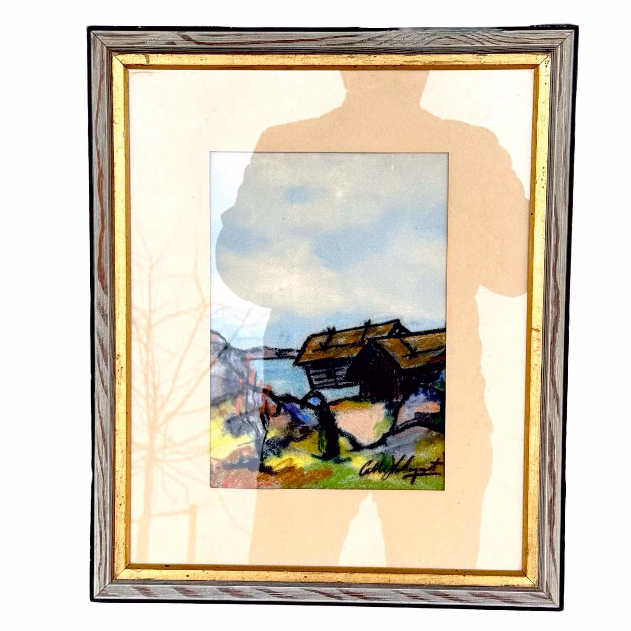 Calle Holmqvist, Akvarellmaleri, Signert