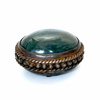 Antik grön Agat silver ring