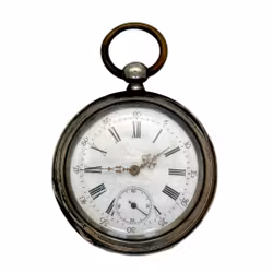 Orologio da tasca antico in argento, estrattore di chiavi 10 rubini del XIX secolo