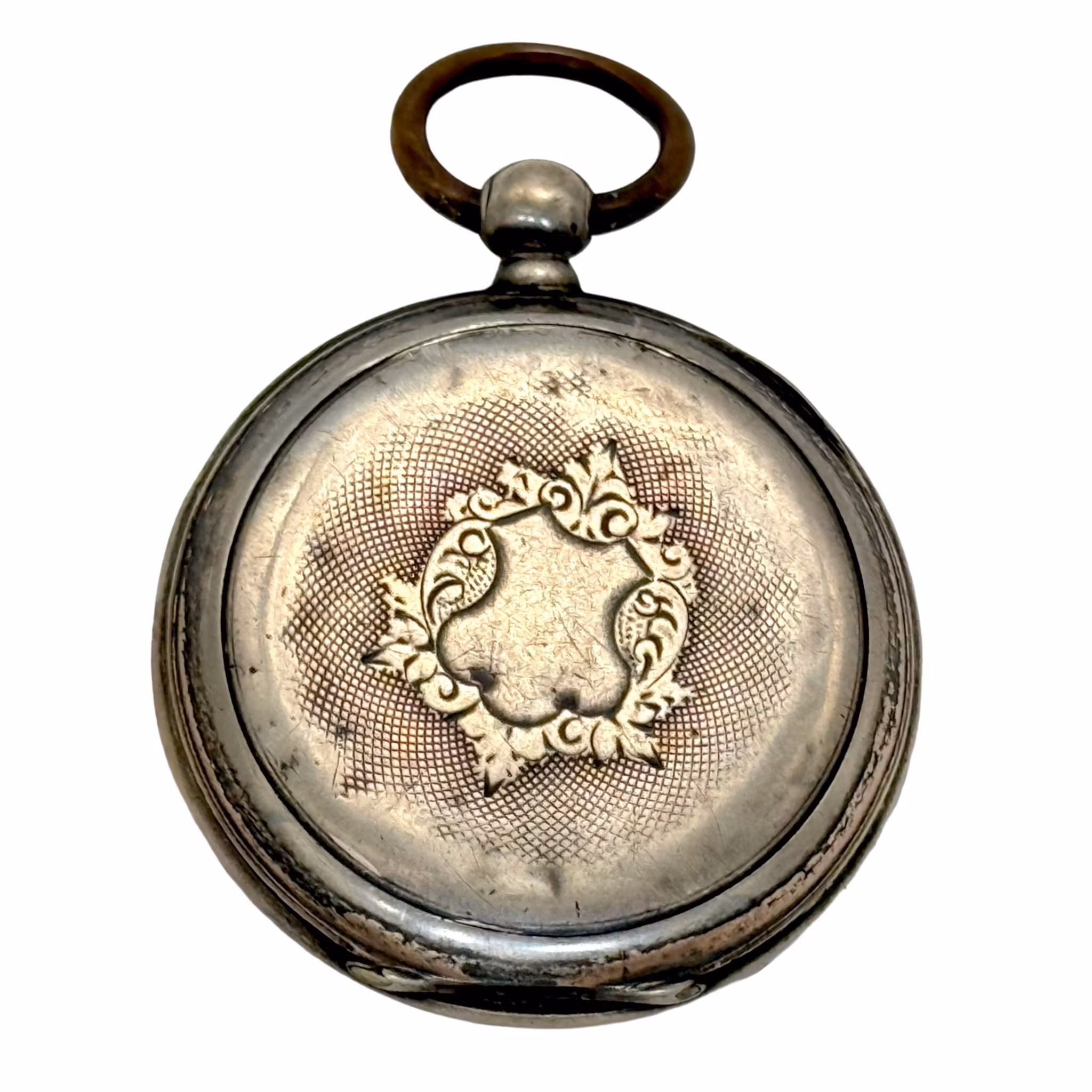 Antyczny srebrny zegarek kieszonkowy, wyciągacz kluczy 10 Rubinów z XIX wieku