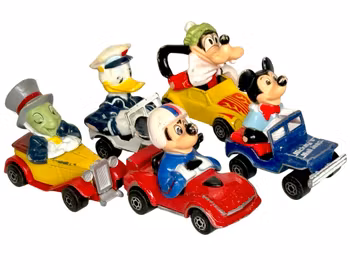 5 st, Vintage 1970-tals leksaksbilar, Matchbox Lesney Disney, Mickey Mouse