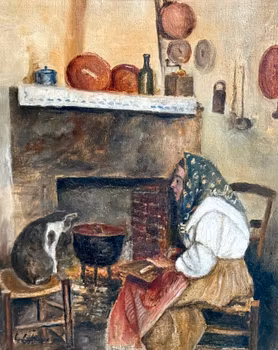 Tuntematon taiteilija, öljy kankaalle, signeerattu