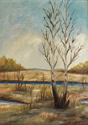 A. Kullaberg, Oljemålning på pannå, Signerad