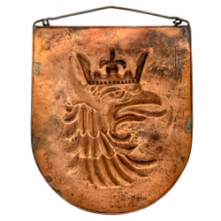 Plaque en cuivre avec armoiries de Kockums Malmö