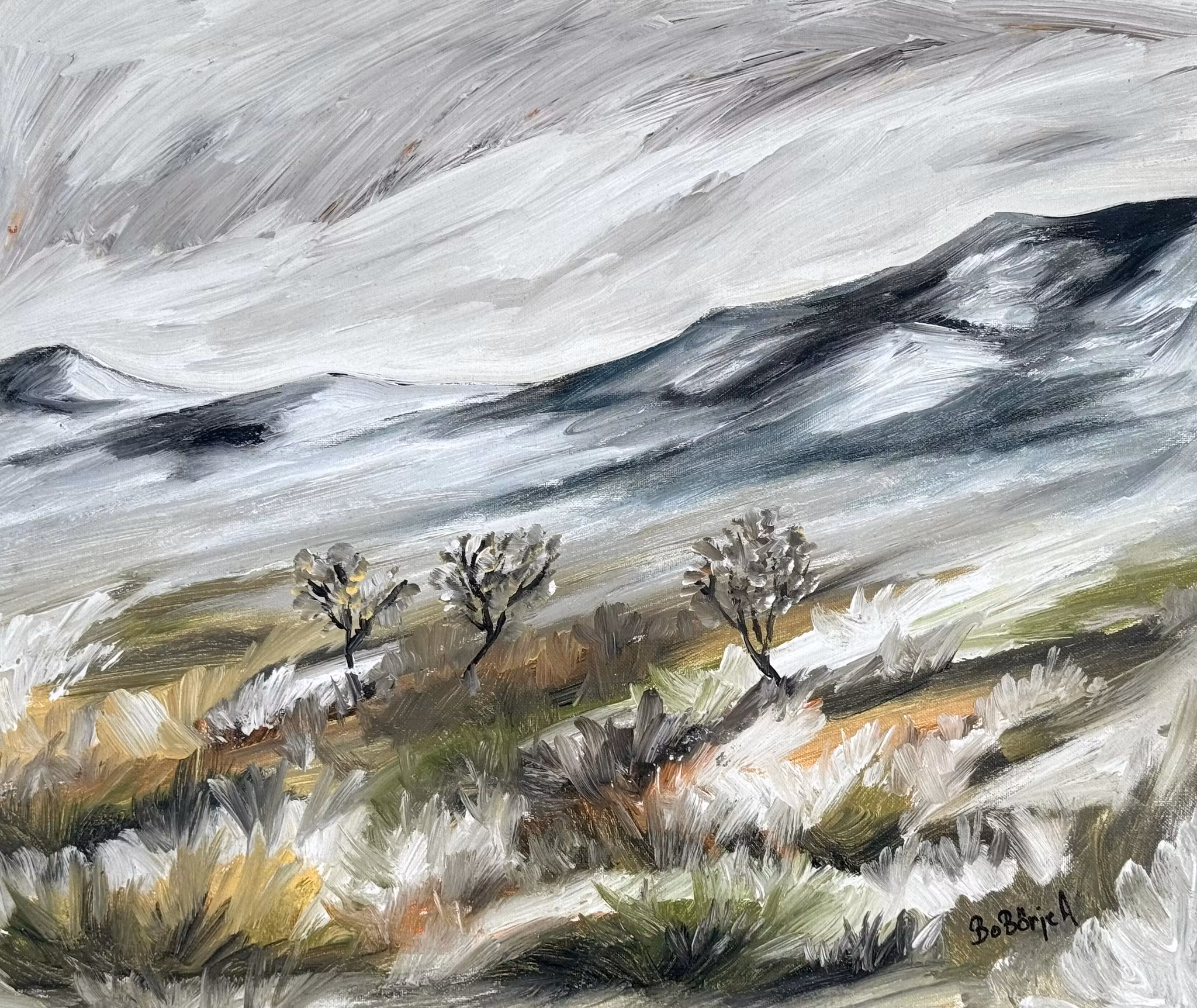 Bo Börje, Olieverfschilderij op paneel, Gesigneerd