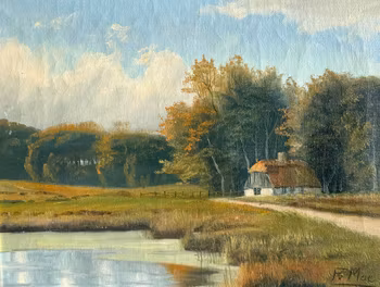 Fredrik Moe (1863-1953). Öljymaalaus kankaalle, Signeerattu