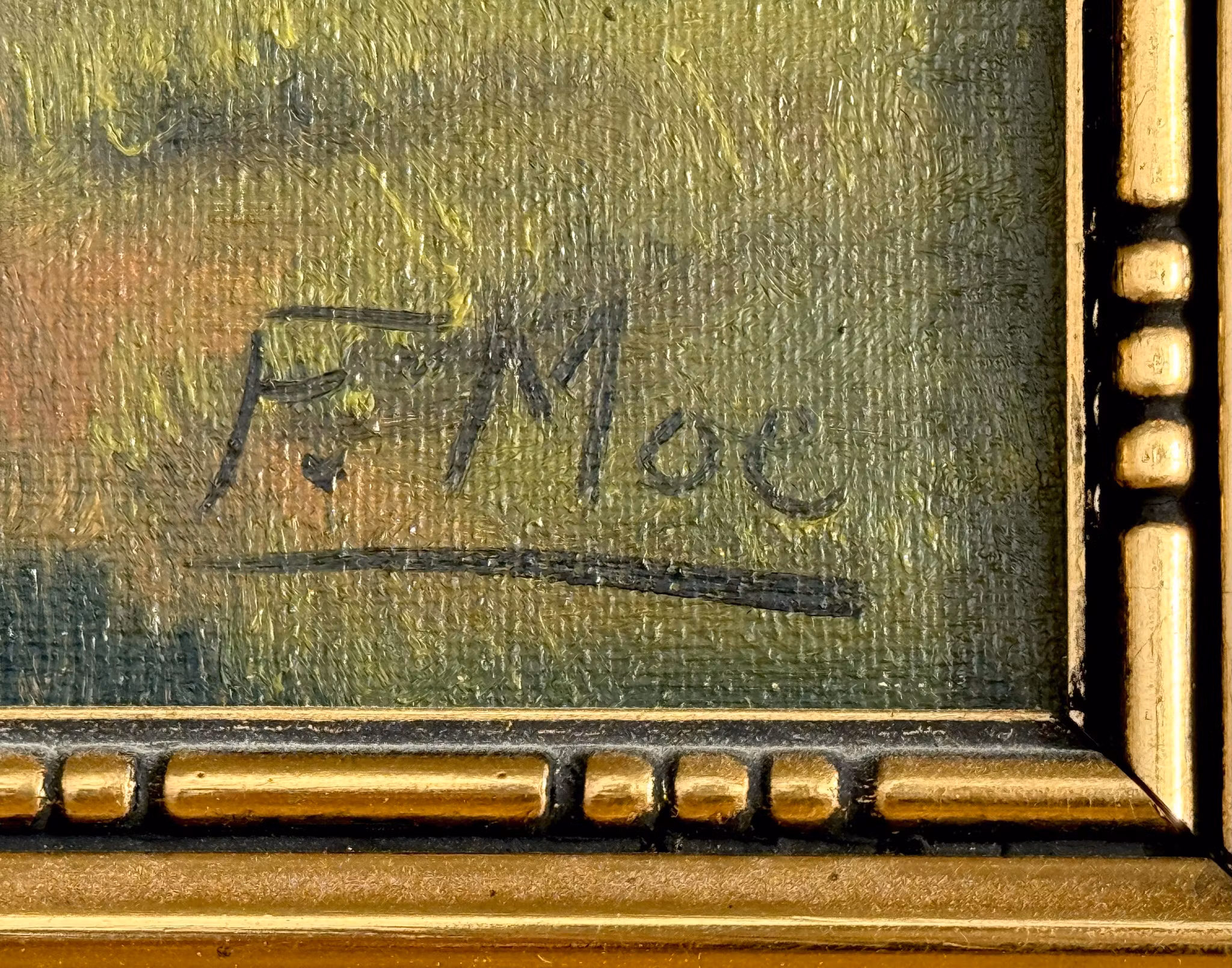 Fredrik Moe (1863-1953). Oljemålning på duk, Signerad