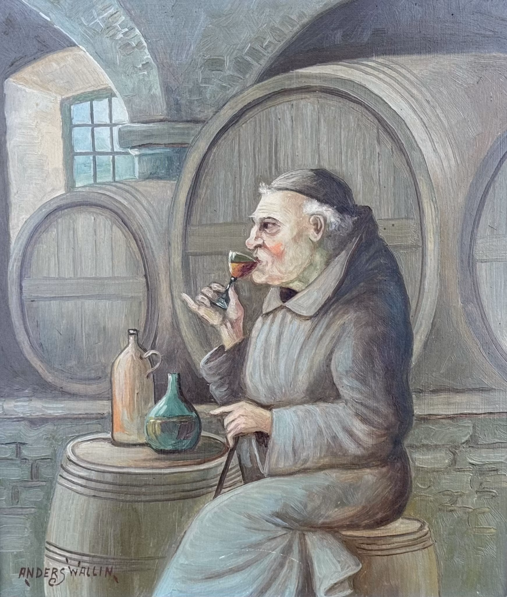Anders Wallin, Oljemålning på pannå, Signerad