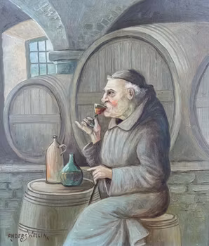 Anders Wallin, öljymaalaus paneelille, signeerattu