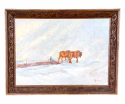 P. Swensson, Obraz olejny na drewnie, sygnowany