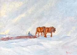 P. Swensson, Obraz olejny na drewnie, sygnowany