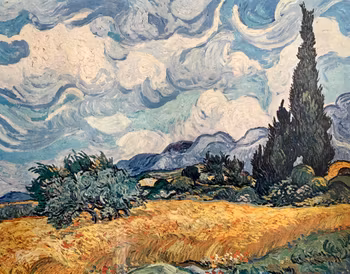 Vincent Van Gogh, Vehnäpelto sypresseillä, vanha kehystetty printti