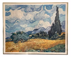 Vincent Van Gogh, Pole pszenicy z cyprysami, stary wydruk w ramie
