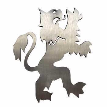 Peugeot emblem, guldfärgat lejon med en andra rostfritt stål